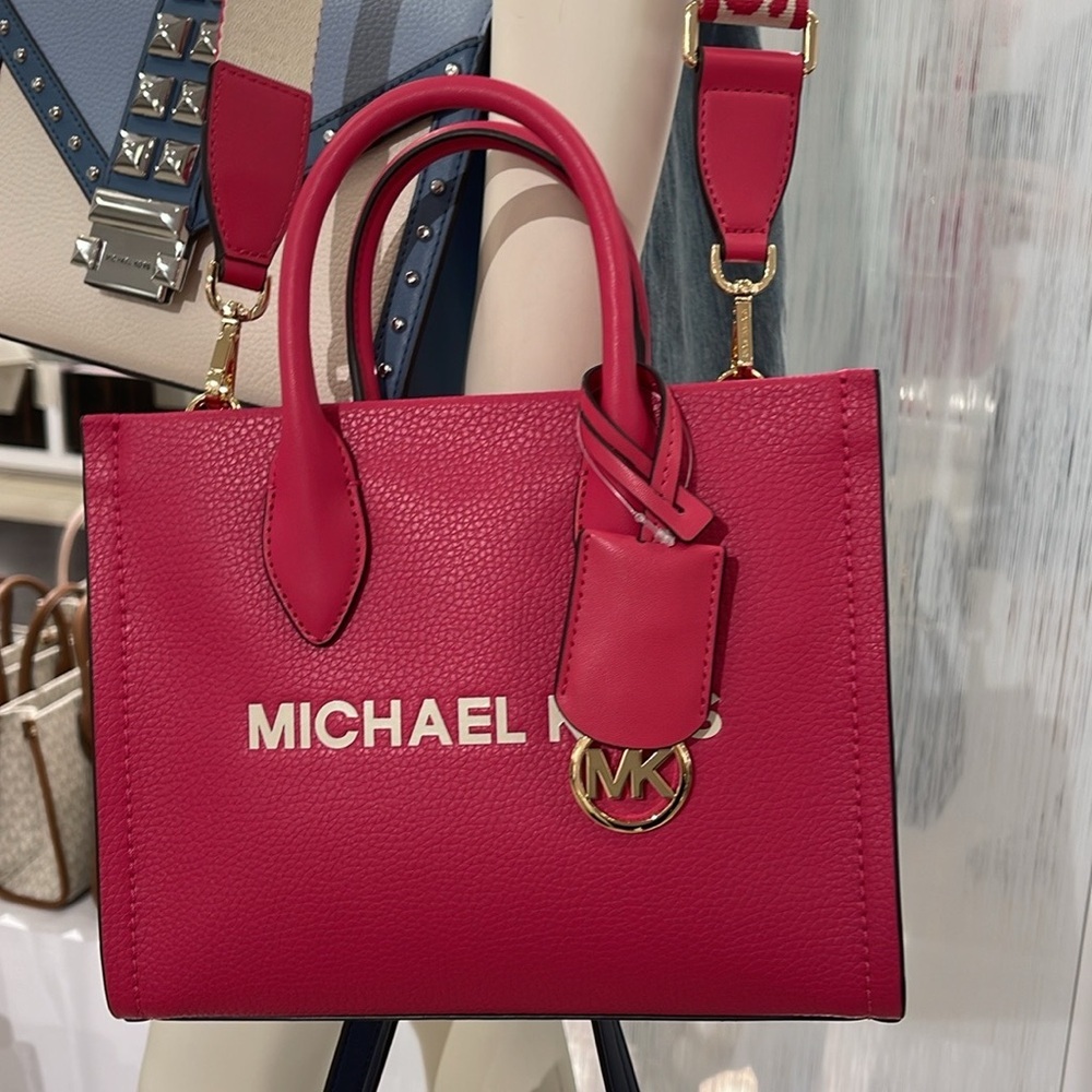 MICHAEL KORS
Mirella Small Pebbled Leather Crossbody Bag Tote 
Electric Pink
NWT - Picture 8 of 16